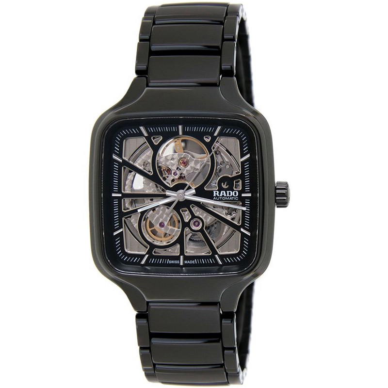 True Square Automatic Open Heart Black Ceramic Men's Watch R27086152