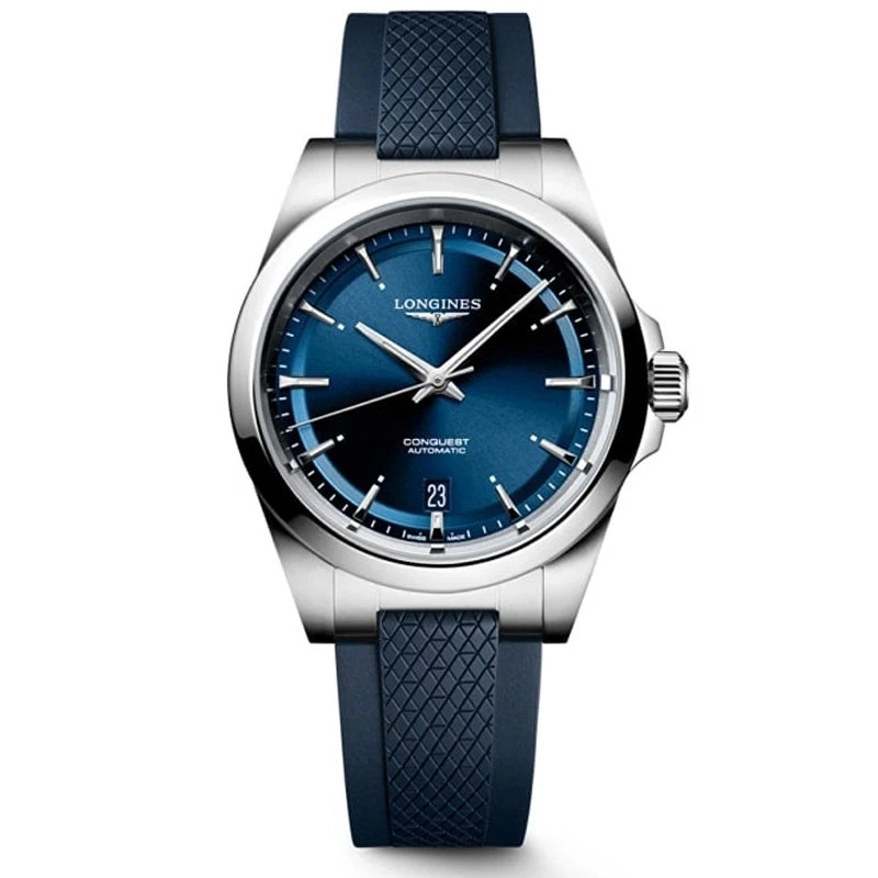 Longines Conquest 38mm Blue Dial Rubber Men's Watch L37204929