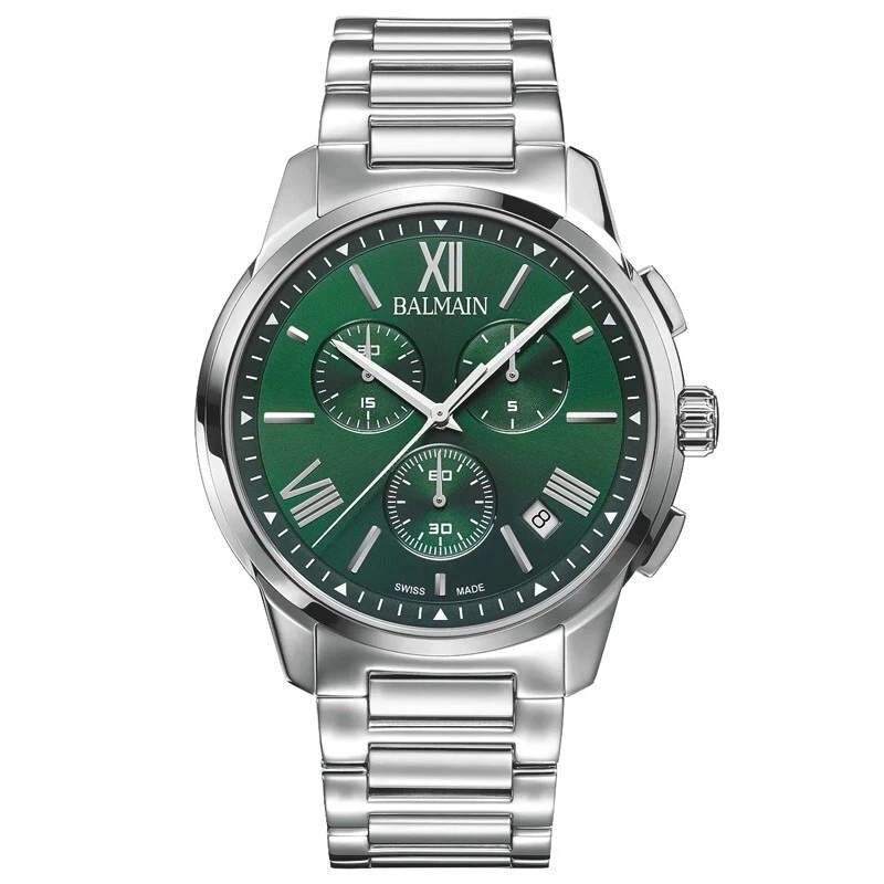 Balmain Madrigal 42mm Chronograph Quartz Green Dial Men's Watch B74813372