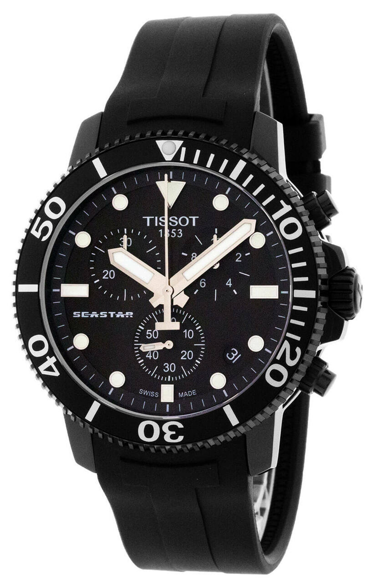 Tissot Seastar 1000 45.5mm Quartz Black Dial Men's Watch T120.417.37.051.02 T1204173705102