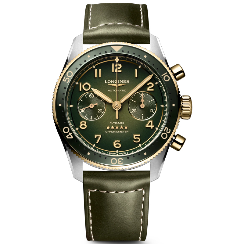 Longines Spirit Flyback 42mm Chronograph Green Sunray Dial Men's Watch L38215532