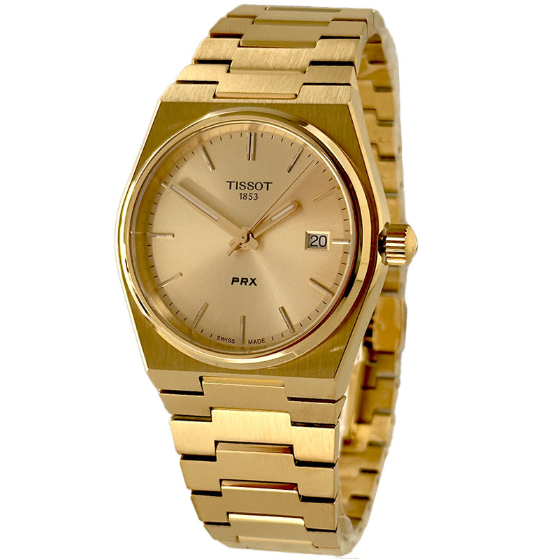 Tissot PRX 35mm Quartz Steel Gold Dial Unisex Watch T137.210.33.021.00 T1372103302100