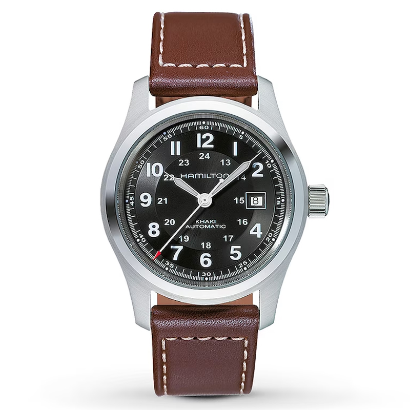 Hamilton Khaki Field Auto 42mm Black Dial Brown Leather H70555533