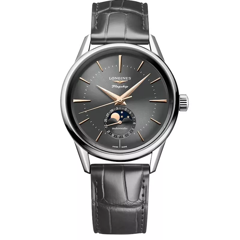 Longines Flagship Heritage Moonphase Grey Dial 38.5mm Men's Watch L48154522