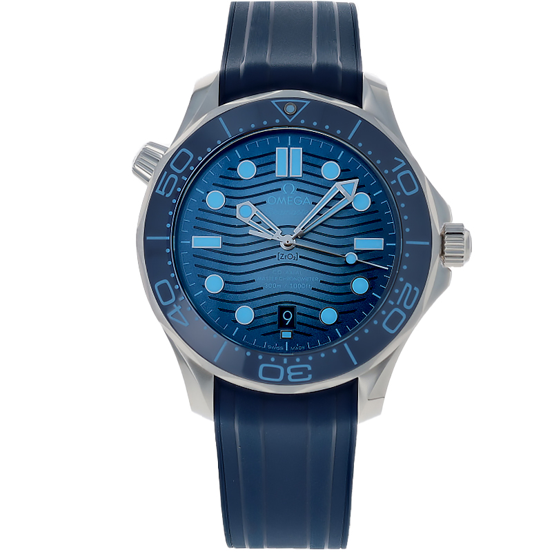 Omega Seamaster Diver 300M Blue Dial Rubber Men's Watch 210.32.42.20.03.002 21032422003002