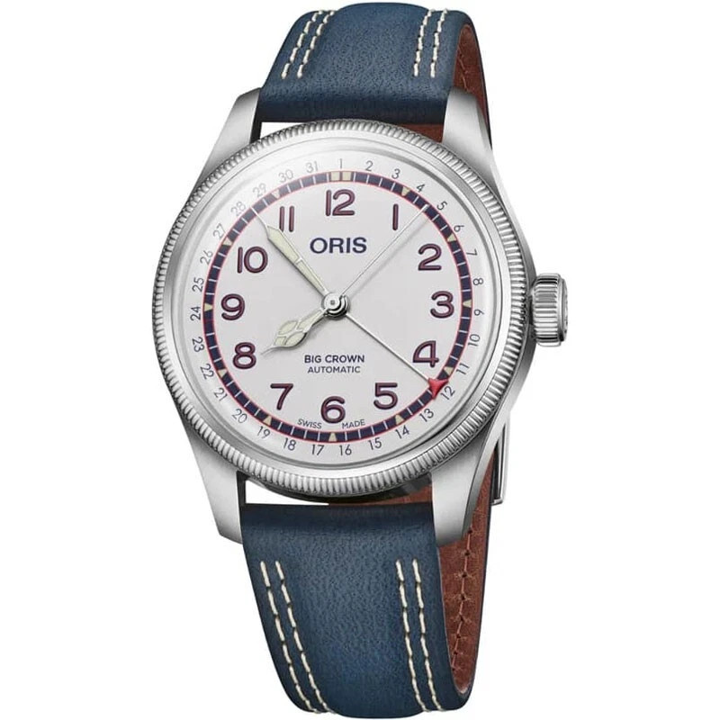 Oris Big Crown Hank Aaron Limited Edition Automatic 40mm White Dial Leather Strap Men's Swiss Pilot Watch 01 754 7785 4081-Set