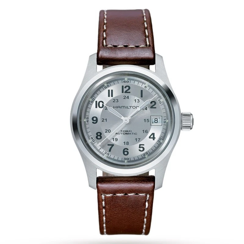 Hamilton Khaki Field Auto 38mm Silver Dial Brown Leather H70455553