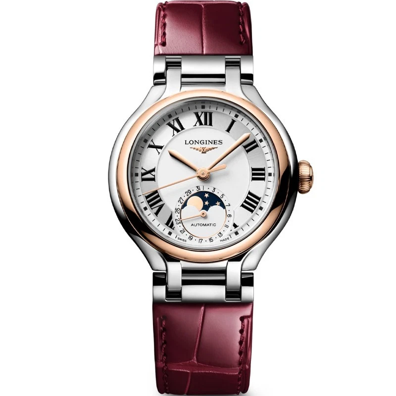 Longines PrimaLuna Moonphase 34mm Sunray Silver Dial Women's Watch L81265712
