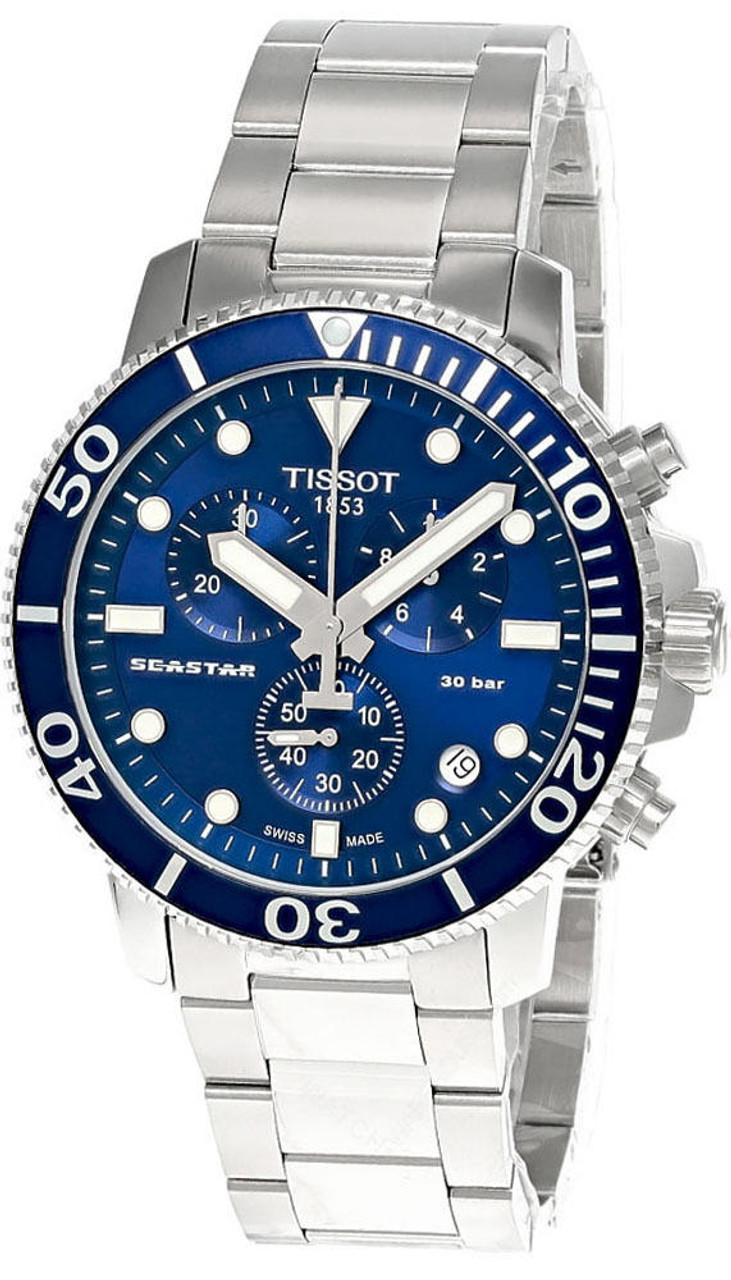Tissot Seastar 1000 CHRONO 45.5mm Steel Blue Dial Men's Watch T120.417.11.041.00 T1204171104100