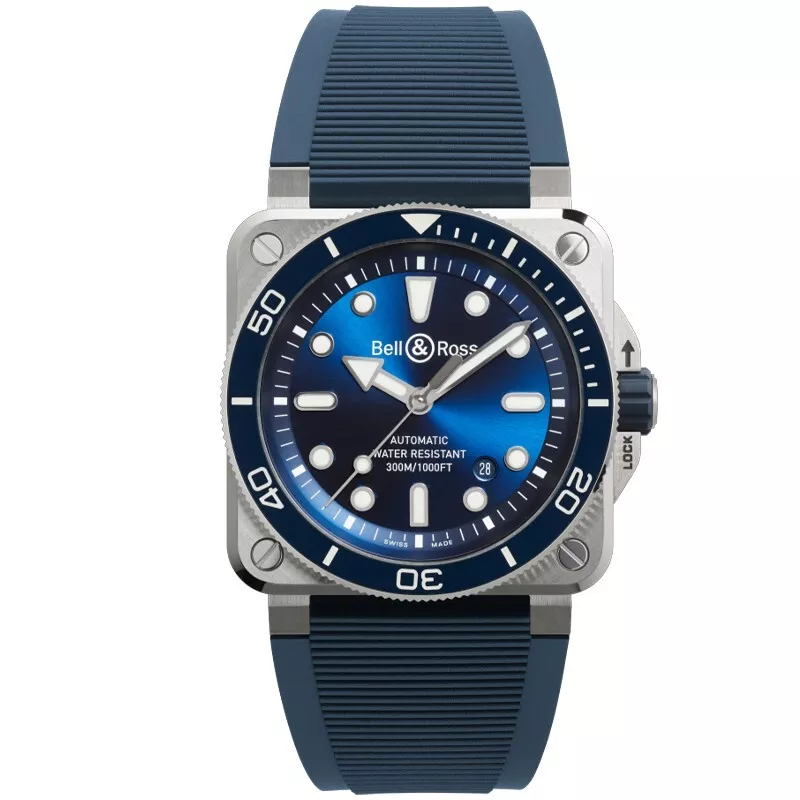 Bell & Ross BR 03 Diver Blue Dial 42mm Men's Watch BR03A-D-BLU-ST