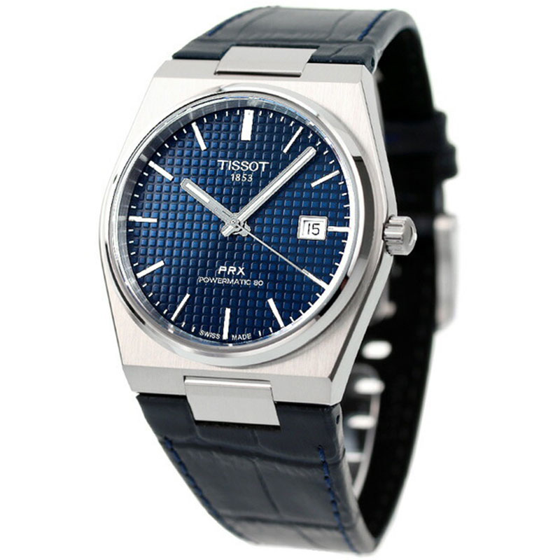Tissot PRX Powermatic 80 40mm Steel Blue Leather Men's Watch T137.407.16.041.00 T1374071604100