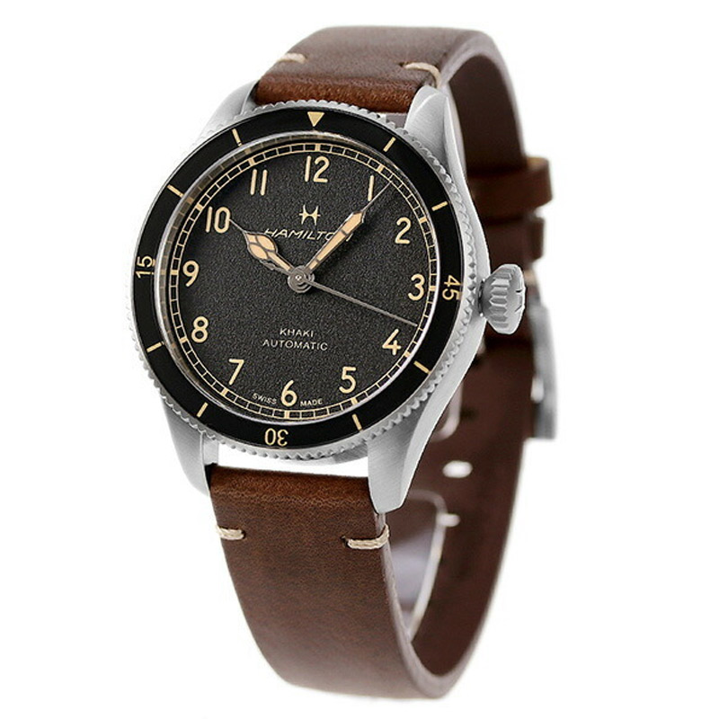 Hamilton Khaki Aviation Pilot Pioneer Auto 38mm Black Dial Brown Leather H76205530