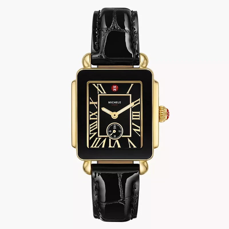 Michele Deco Sport Mid Gold-Plated 31mm Black Dial Women's Watch MWW06H000004