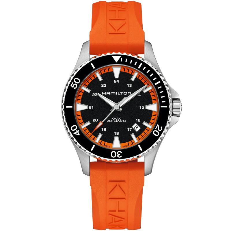 Hamilton Khaki Navy Scuba Auto 40mm Black Dial Orange Rubber H82395331