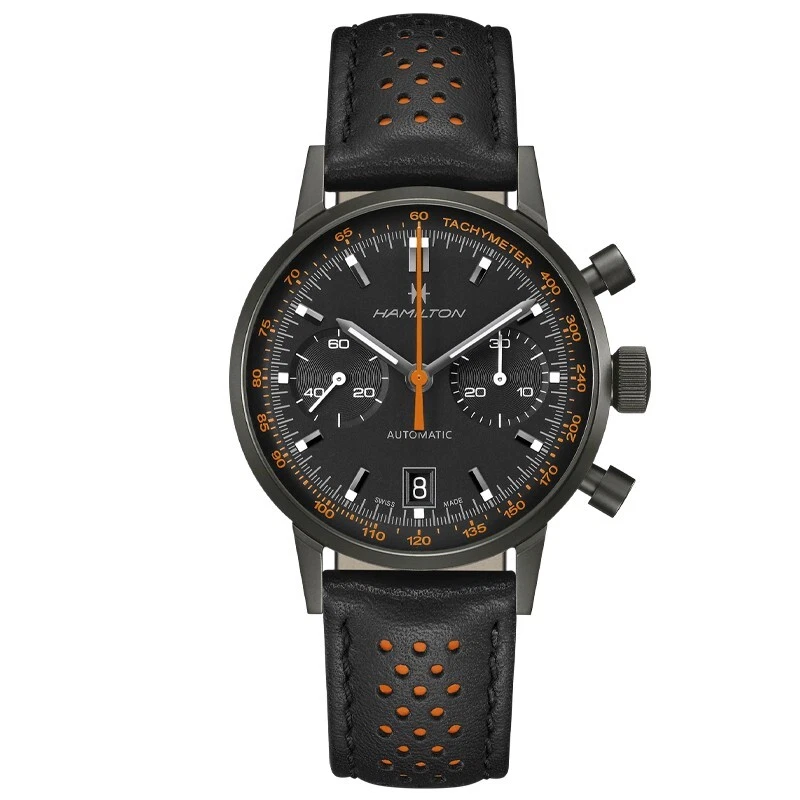 Hamilton American Classic Intra-Matic Auto Chrono 40mm Black PVD (Orange) H38446732