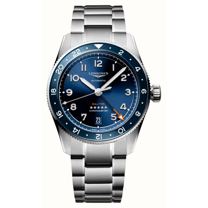 Longines Spirit Zulu Time 39mm Blue Dial GMT Steel Men's Watch L38024936