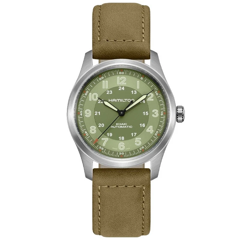 Hamilton Khaki Field Titanium Auto 38mm Green Brown Leather H70205860