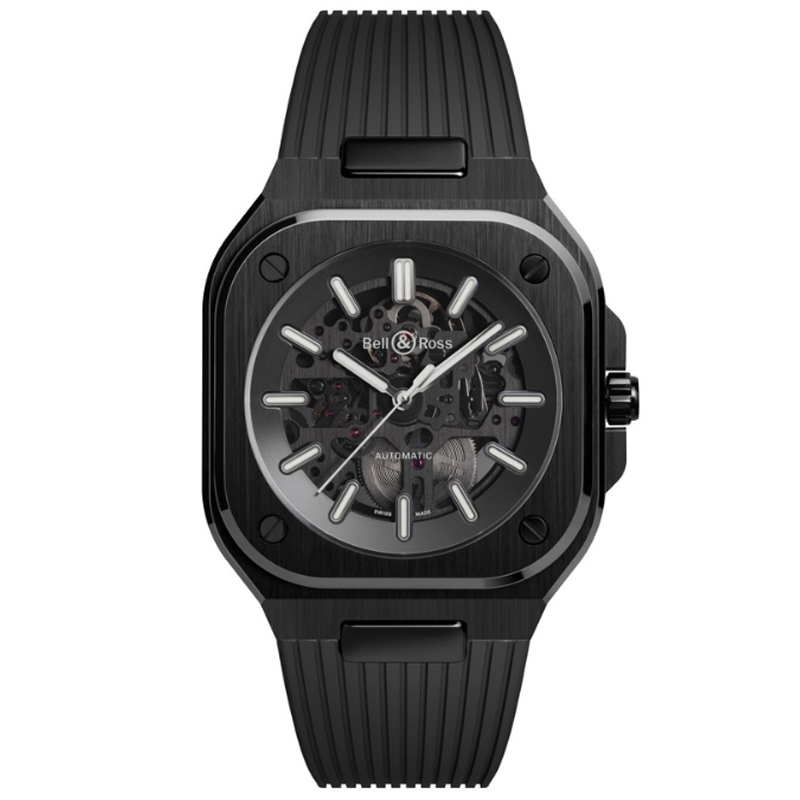 Bell & Ross BR 05 Skeleton Black Ceramic Rubber Men's Watch BR05A-BL-SK-CE
