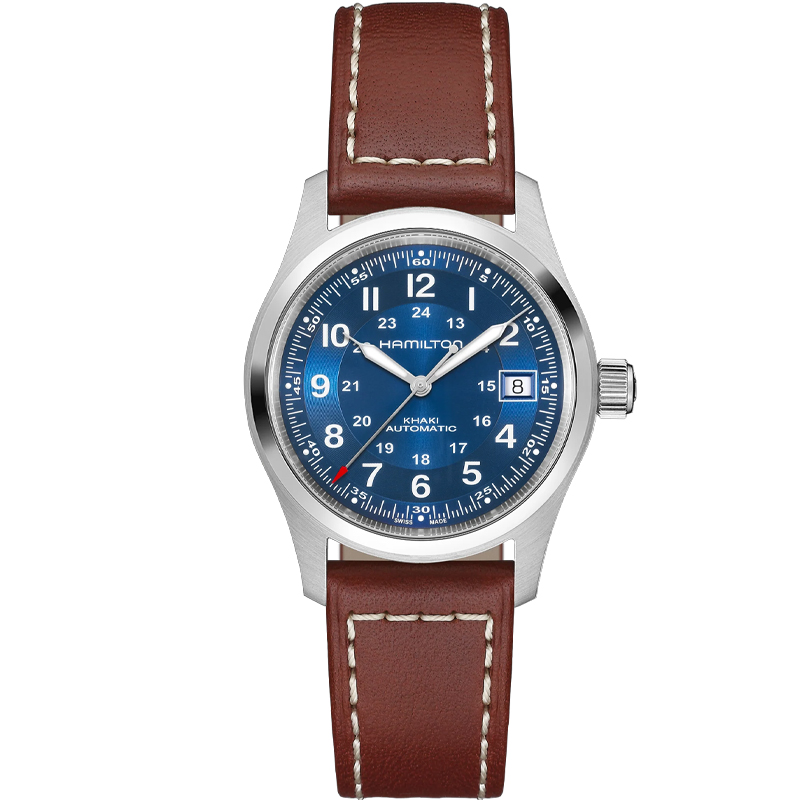Hamilton Khaki Field Auto 38mm Navy Blue Dial Brown Leather H70455540