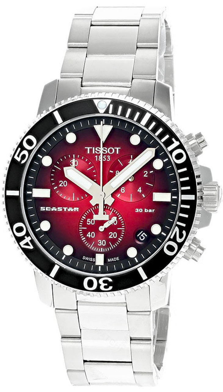 Tissot Seastar 1000 CHRONO 45.5mm Steel Red Dial Men's Watch T1204171142100