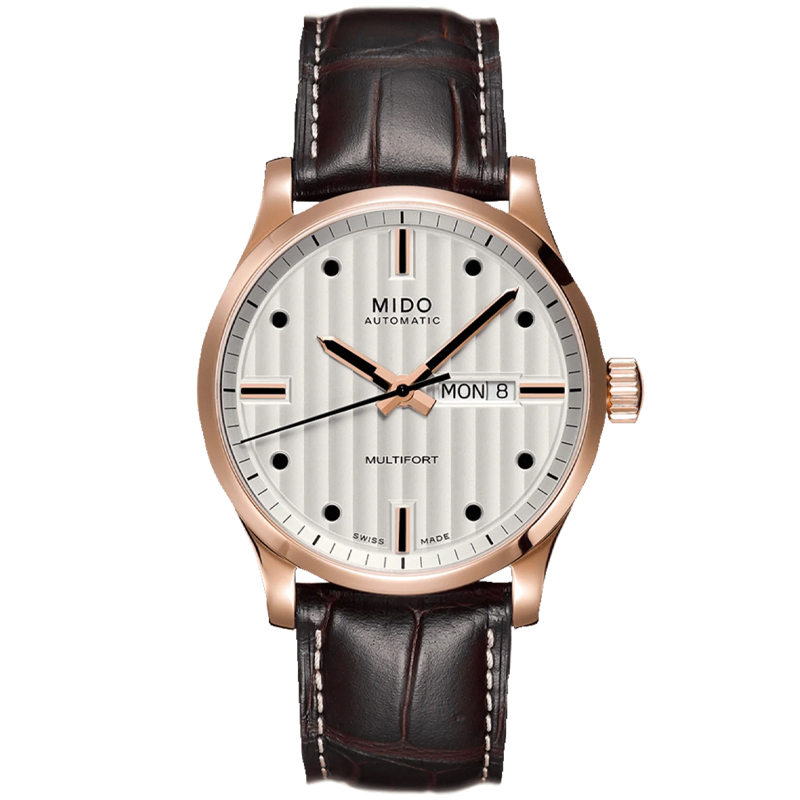 Multifort Classic Rose Gold Bezel Brown Strap Men's Watch M0054303603180