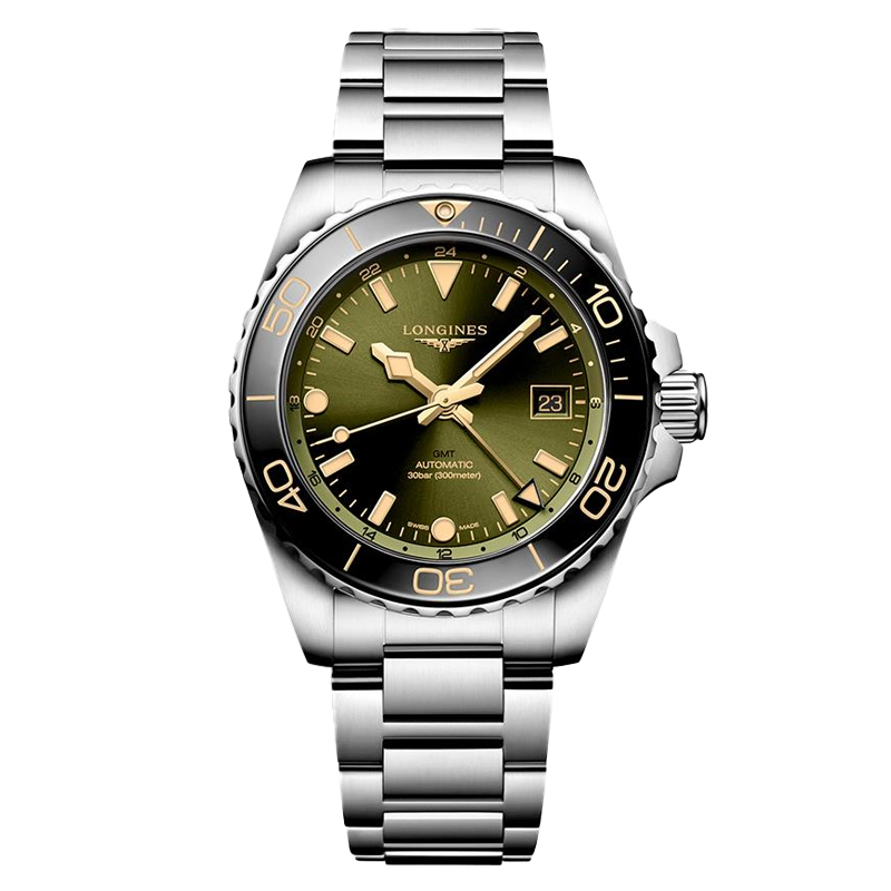 Longines HydroConquest GMT 41mm Green Dial Steel Men's Watch L37904066