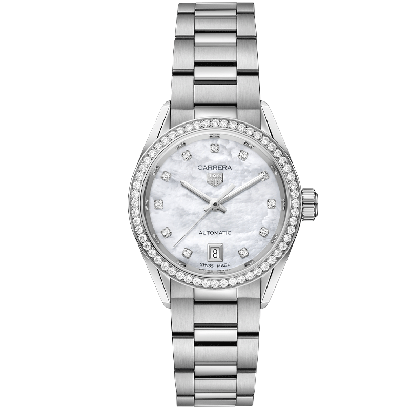 Tag Heuer Carrera Date 29mm Mother of Pearl Diamond Women's Watch WBN2414.BA0621