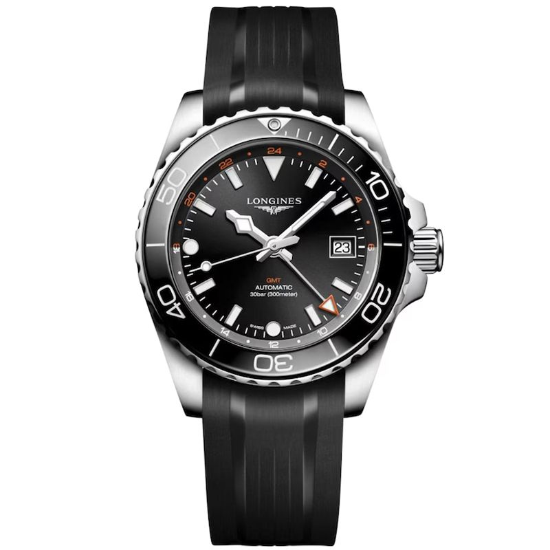 Longines HydroConquest GMT 41mm Black Rubber Men's Watch L37904569