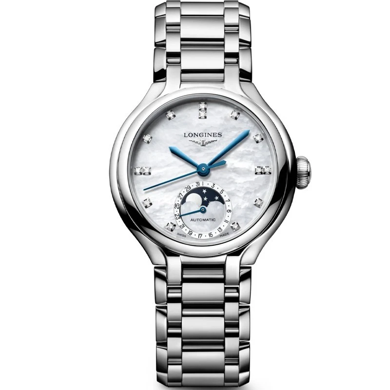 Longines PrimaLuna Moonphase 34mm White MOP Dial Women's Watch L81264876