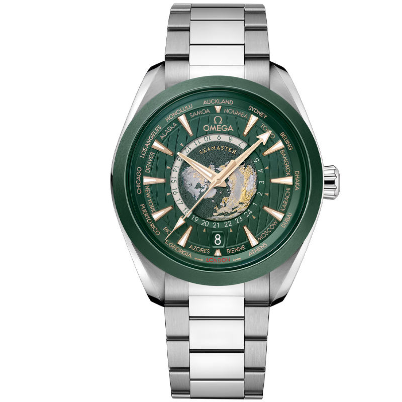 Omega Seamaster Aqua Terra Worldtimer Green 43mm Men's Watch 22030432210001