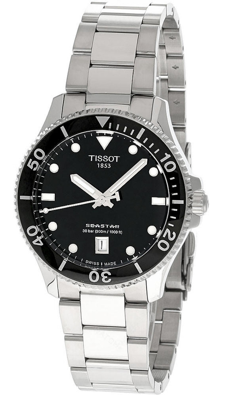 Tissot Seastar 1000 Black Dial 40mm Steel Men's Watch T120.410.11.051.00 T1204101105100