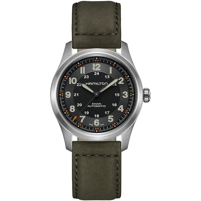 Hamilton Khaki Field Titanium Auto 38mm Black Green Leather H70205830
