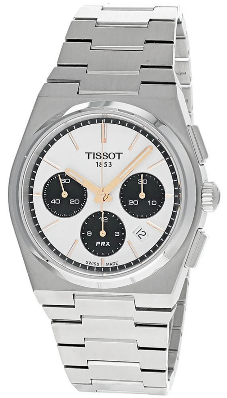 Tissot PRX Auto 42mm CHRONO Steel White Dial Men's Watch T137.427.11.011.00 T1374271101100
