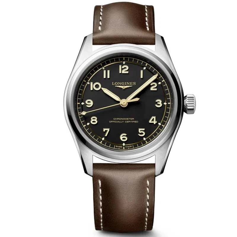 Longines Spirit Pilot 39mm Black Dial Leather Men's Watch L38094532