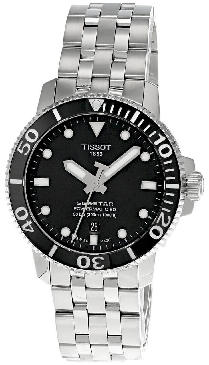 Tissot Seastar 1000 Powermatic 43mm Steel BLK Dial Men's Watch T1204071105100