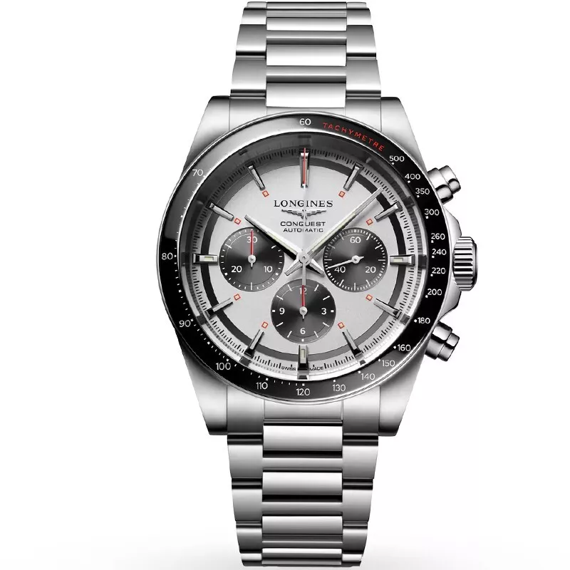 Longines Conquest Black Chronograph Steel 42mm Men's Watch L38354726