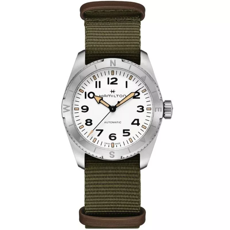 Hamilton Khaki Field Expedition Auto 37mm White Dial Green NATO H70225910