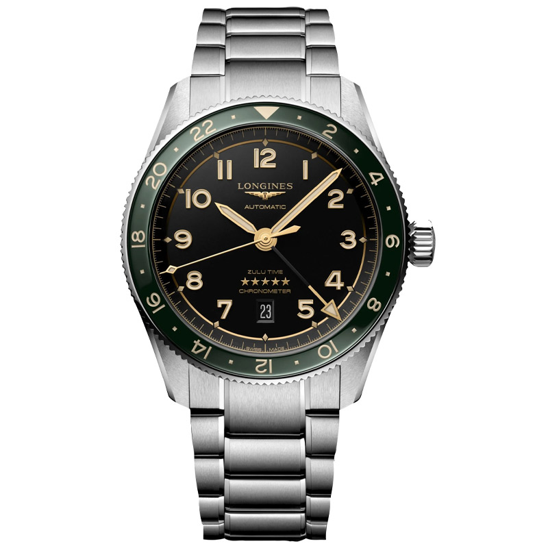 Longines Spirit Zulu Time 42mm Black Dial GMT Steel Men's Watch L38124636