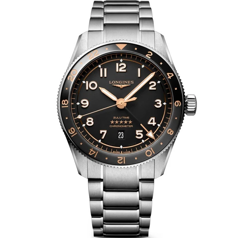 Longines Spirit Zulu Time 42mm Black Matt Dial Men's Watch L38124506