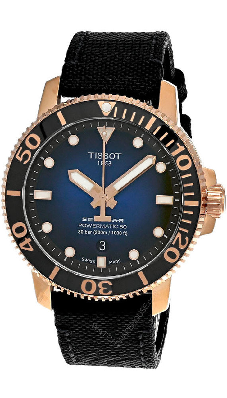 Tissot Seastar 1000 Powermatic 80 43mm BLU Dial Textile Men's Watch T120.407.37.041.00 T1204073704100