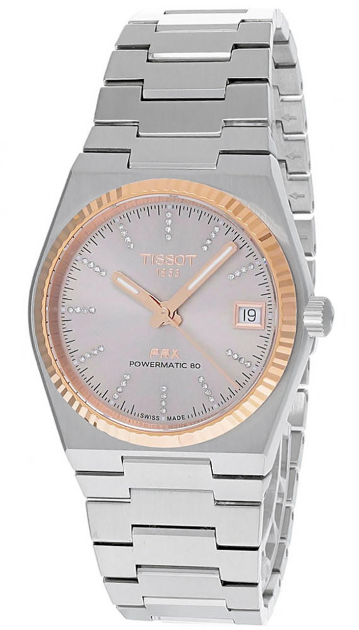 Tissot PRX Auto 35mm 18K Gold Bezel Steel Women's Watch T931.207.41.336.00 T9312074133600
