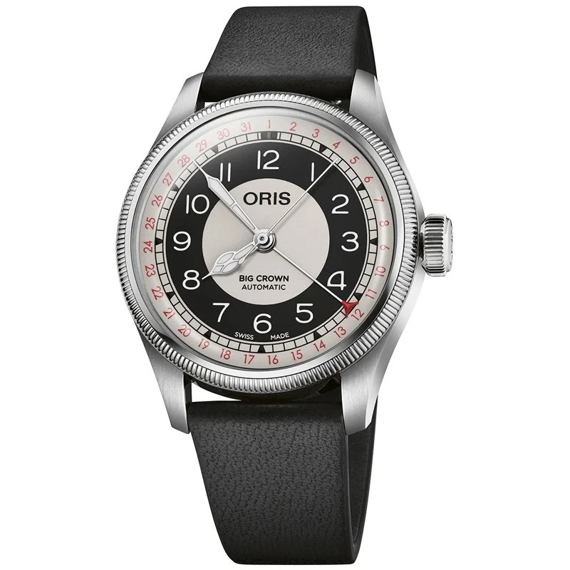 Oris Big Crown Pointer Date Bullseye Automatic 38mm Black Dial Leather Strap Men's Swiss Pilot Watch 01 754 7779 4061-07 5 19 25