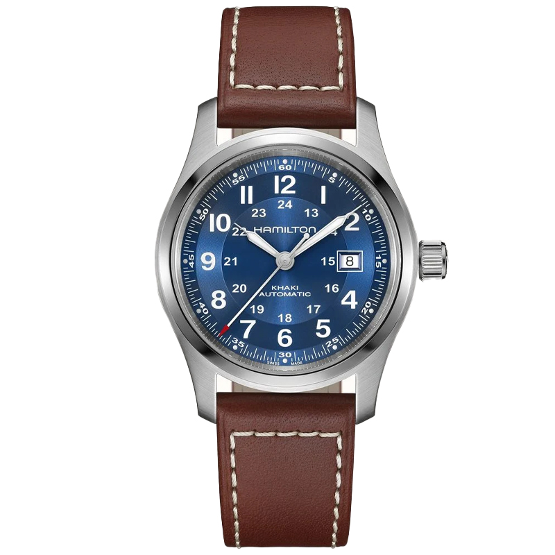 Hamilton Khaki Field Auto 42mm Navy Blue Dial Brown Leather H70605540
