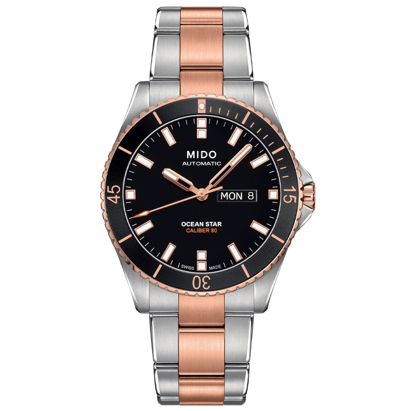 Ocean Star 200 Black Dial Two-Tone Steel Men's Watch M0264302205100