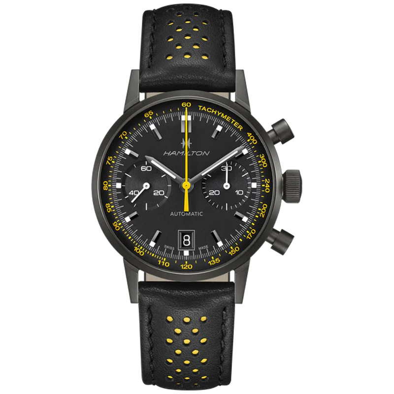 Hamilton American Classic Intra-Matic Auto Chrono 40mm Black PVD (Yellow) H38446731