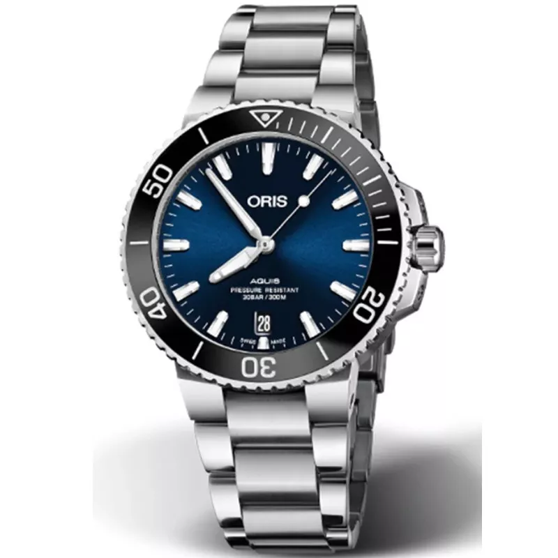 Oris Aquis Date 39.5mm Blue Steel Men's Watch 01 733 7732 4135-07 8 21 05PEB